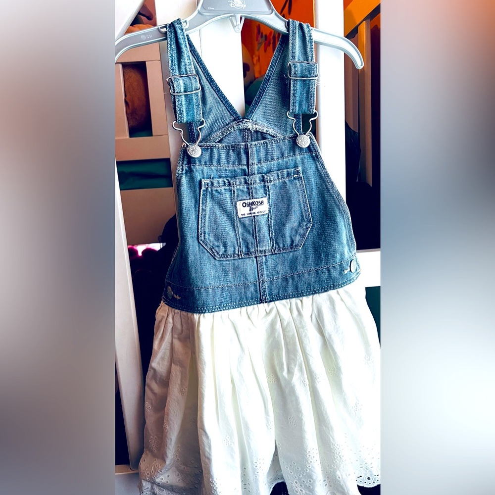 Osh Kosh Baby Denim Overalls White Dress
